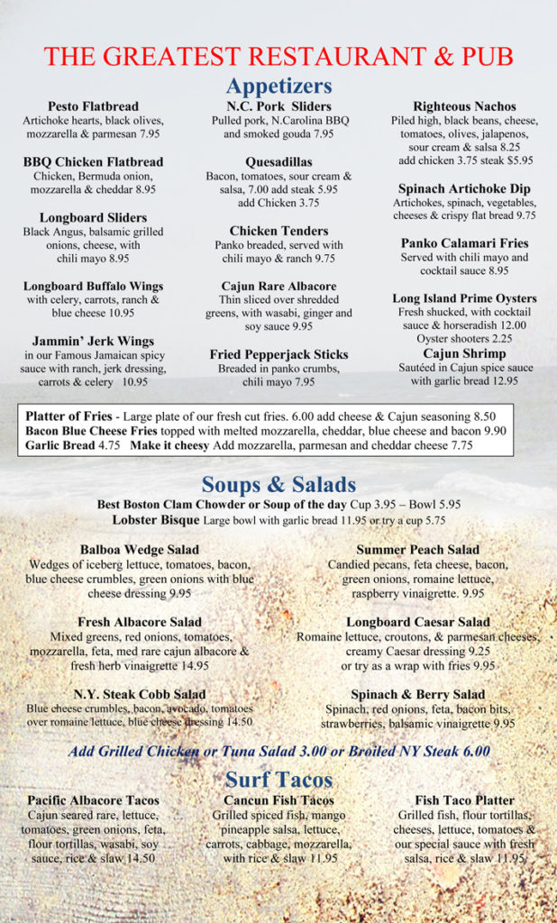 MENU-Appetizers-salads51616 – The Longboard Restaurant and Pub ...