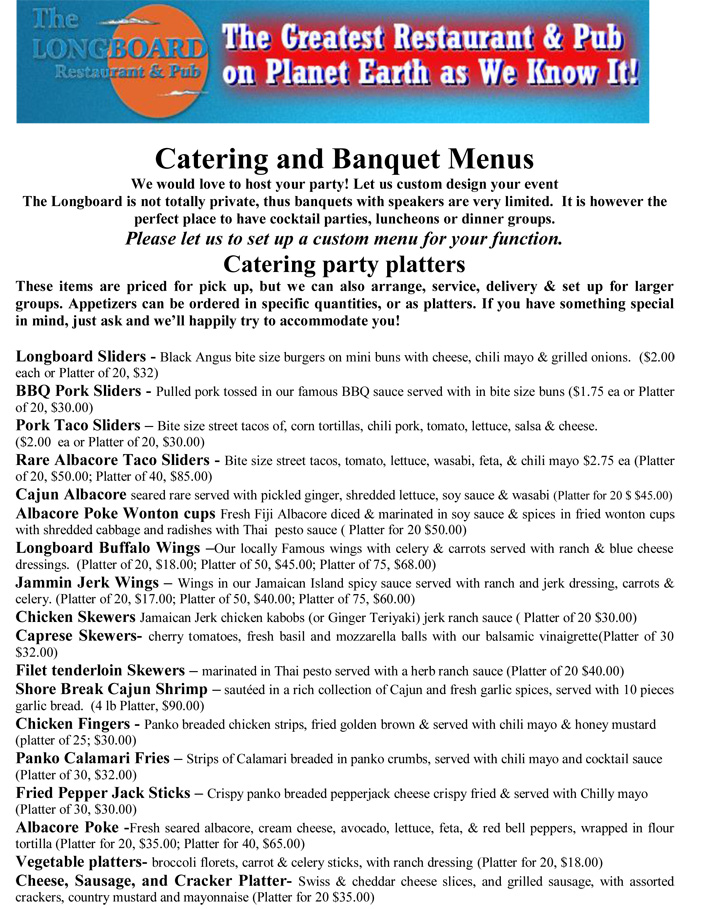 Read more about the article Catering and Banquet Menus