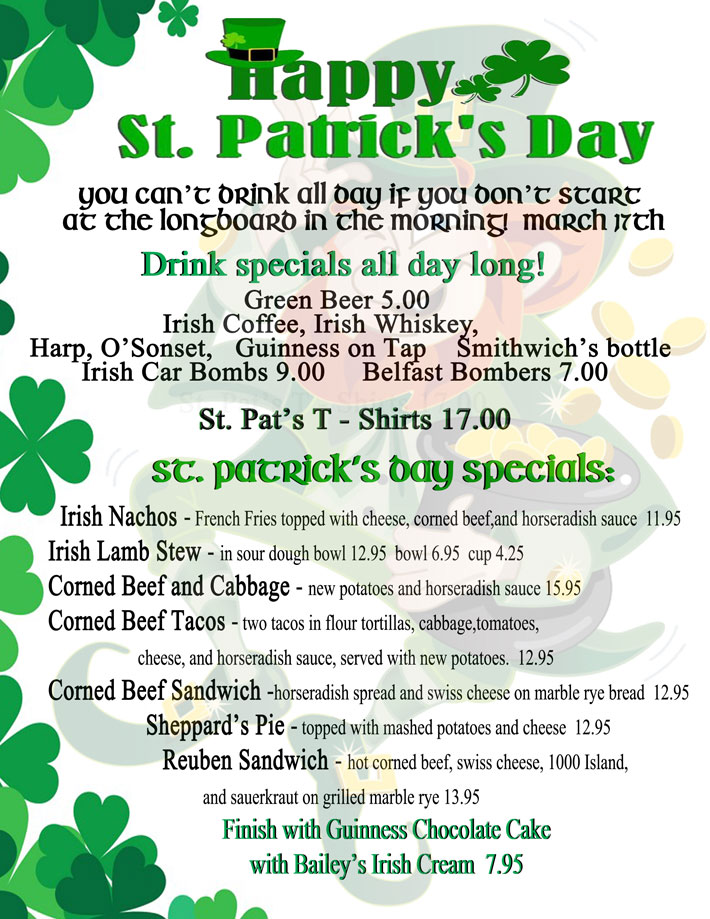 Read more about the article Happy St Patricks Day – Big Specials All Day Long