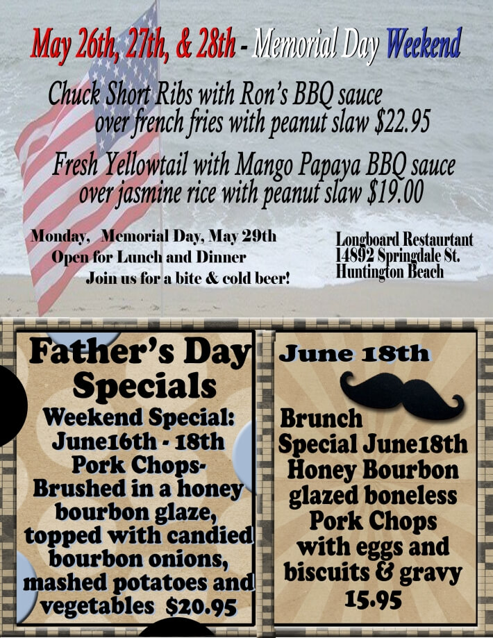 Memorial Day and Fathers Day Specials